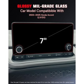 For 2023~2025 Honda Accord (LX/EX) 7 Inch Glossy Screen Protector - [More Clear& Smooth] - Mil-Grade 9H+ Tempered Glass - Touchscreen *1