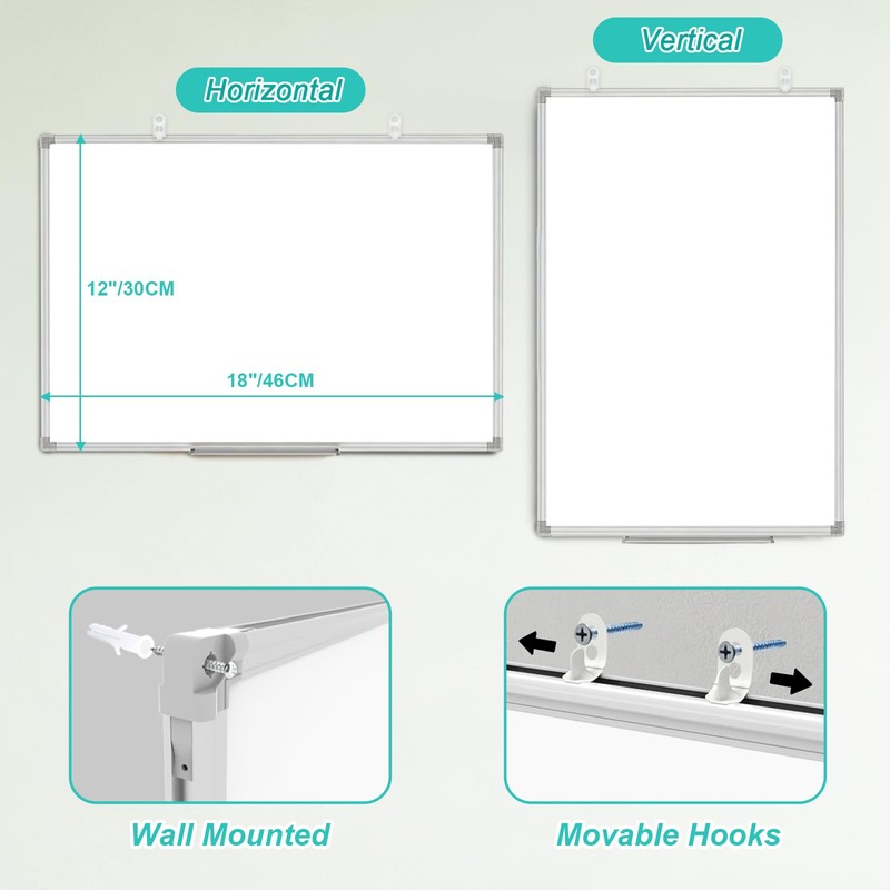 Lockways Dry Erase Board, 18 x 12 Magnetic Whiteboard Dry