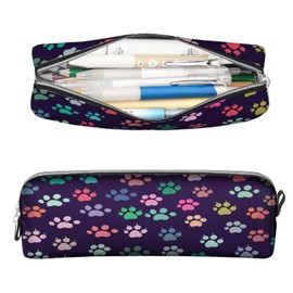 Scribesense Cute Colorful Dog Paws Pencil Case,PU Pencil Pouch, Portable Pencil Bag, Multipurpose Pen Case for Study & Office