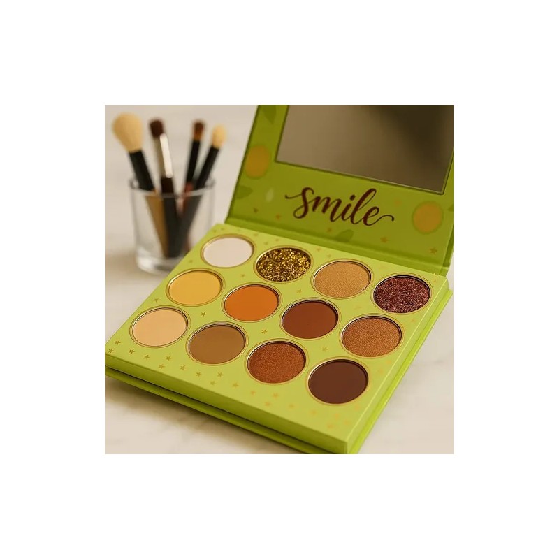 Paleta De Sombras Aguacate Cute 12 Colores, Glitter Y Espejo