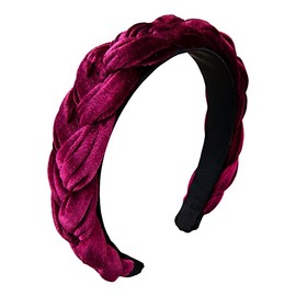 Alpenflüstern Costume Headband Velvet Braided Look – Women's Hair Accessories Non-Slip Hair Band Braided for Dirndl (Dark Red/Bordeaux) ADV132