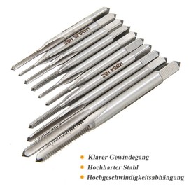 Saipor 10 Piece Tap Set M1-M3.5 Metric HSS Tap Drill Bit Thread Cutting Tool Set with Adjustable Tap Wrench M1-M8
