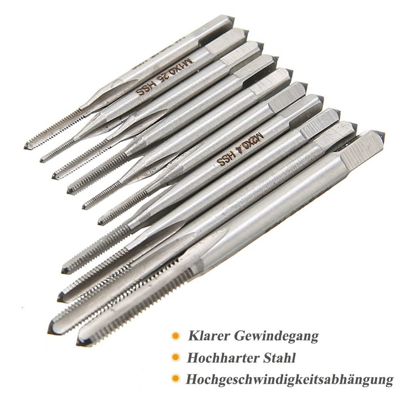 Saipor 10 Piece Tap Set M1-M3.5 Metric HSS Tap Drill