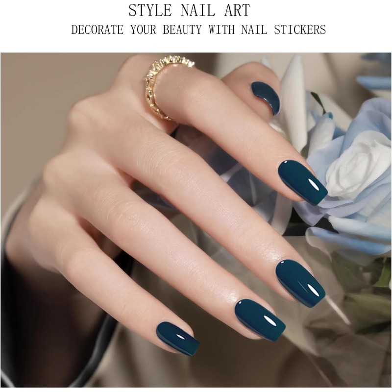 JMEOWIO Lámina de uñas azul oscuro de gel para uñas,