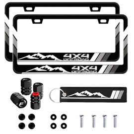 2 Pack Tri-Color 3 Colors Offroad Mountain Aluminum License Plate Frames Holder Compatible with Tacoma 4Runner Tundra Rav4 Highlander Sequoia (4X4 GW)