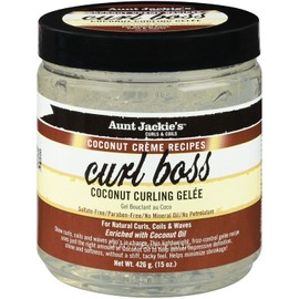 Aunt Jackie's Coconut Crème Recipes Curl Boss, Curling Gel, Curls without Weighing Hair Down, 15 Ounce Jar