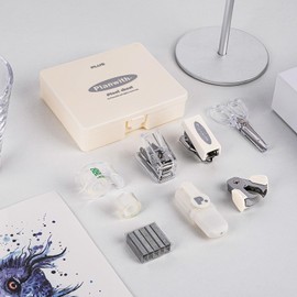 HannaFires 8PCS Office Supplies Kit - Mini Size for Portability, Set for Convenient and Efficient Office Work, Gift for Office, Student, Teacher, School, Back to School, Hole Punch, Portable Stap