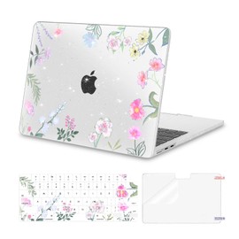 MOSISO Compatible with MacBook Air 13 inch Case 2025 2024 2023 2022 M4 A3240 M3 A3113 M2 A2681, Plastic Hard Shell&Keyboard Cover&Screen Protector for MacBook Air 13.6 inch Case, Sparkly Flowers