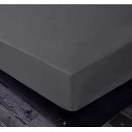 NHNHN - Sábana bajera ajustable para cuna, bolsillos profundos, microfibra suave, fácil de cuidar, resistente al encogimiento y a la decoloración, tamaño matrimonial para niñas, mujeres, adolescentes y niños, 1 sábana bajera de color gris