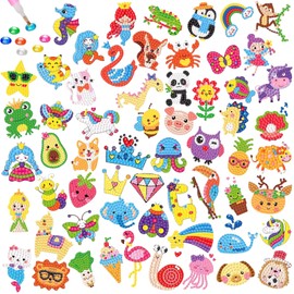 60 PCS Diamond Art Stickers Cute Cartoon Animal Mosaic Children's Handmade Sticker Kit Suitable for Boys, Girls, Kindergarten Kids Adult Beginners