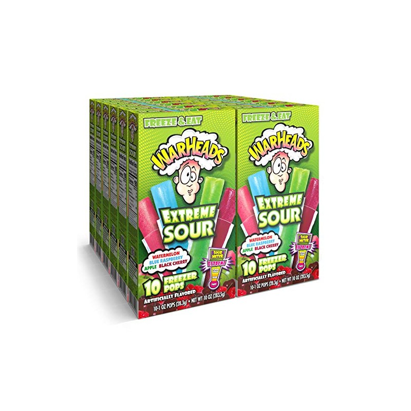 Warheads, Fat Free Freezer Pops, Assorted Flavors, Extreme Sour ,12