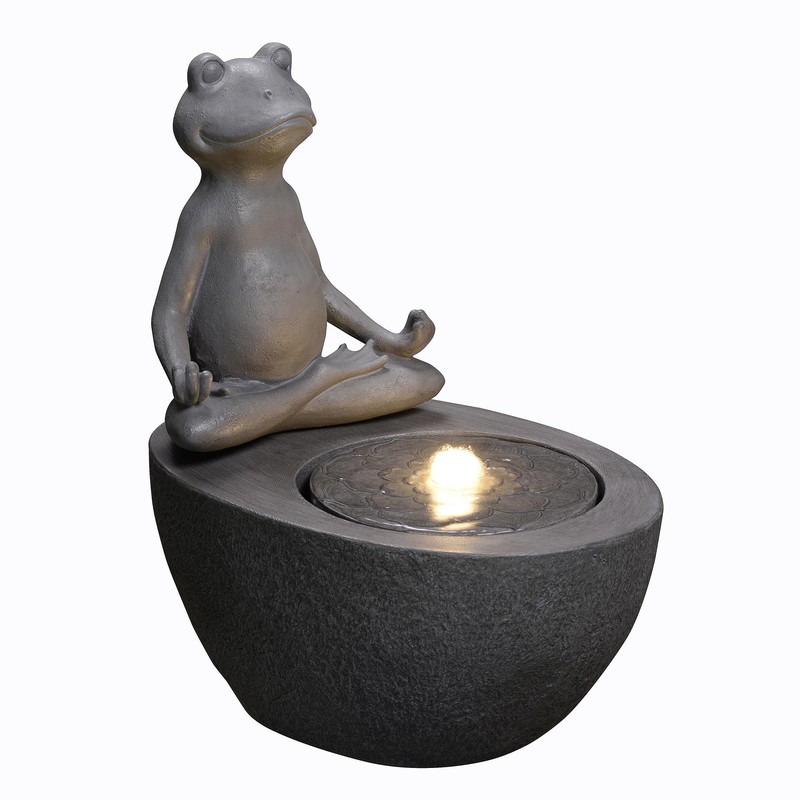 Meditating Frog Polyresin Fountain with LED Lights