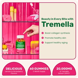 Fungies Tremella Mushroom Gummies, Mixed Strawberry & Lemon Flavor - Mushroom Herbal Supplement Gummy for Adults Supports Collagen Synthesis, Healthy Skin & Healthy Aging - Beauty Gummies 60 Servings