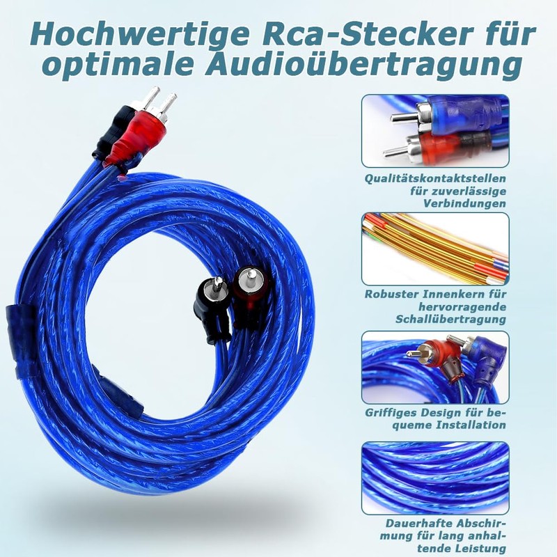 Abnaok Car Amplifier Cable Set, 10 GA, Connection Set, Car