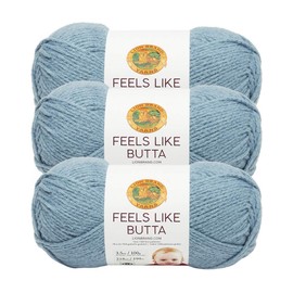 Lion Brand Yarn Feels Like Butta Soft Yarn for Crocheting and Knitting, Velvety, 3-Pack, Dusty Blue