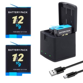 2-Pack Hero 12 11 10 9 Batteries with 3 Channel Charging Station