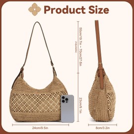LHHMZ Women's Straw Weaving Hobo Shoulder Bag Woven Beach Tote Summer Travel Beach Handbags 2025