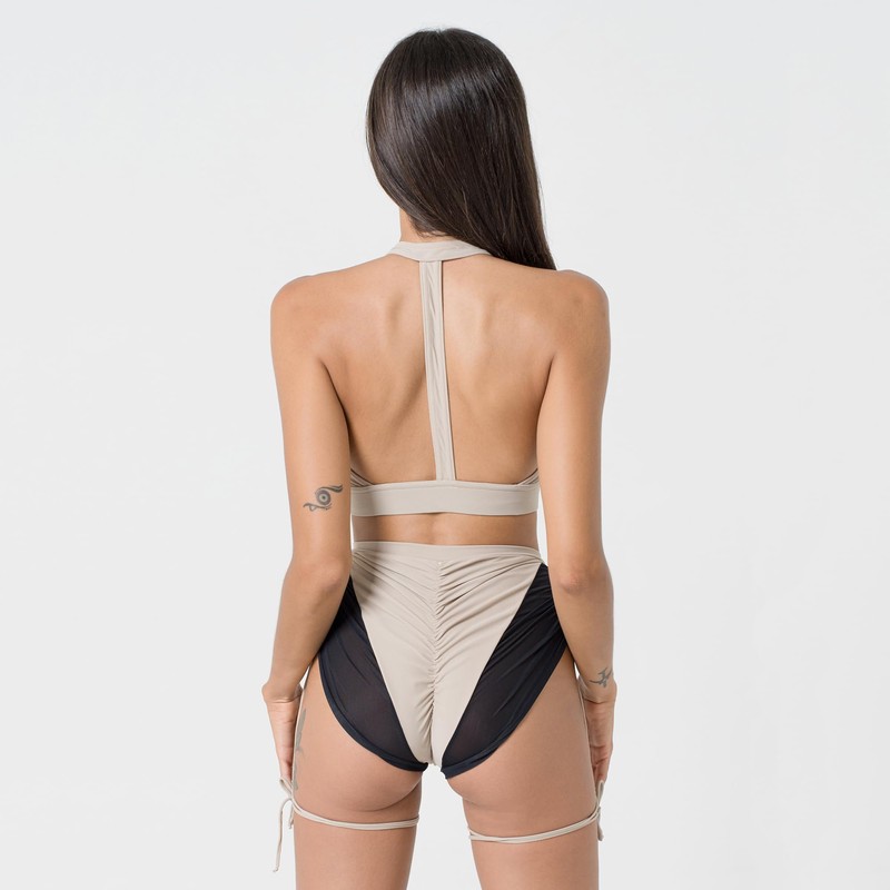 Invertika Women's Pole Dance Sports Suit with Mesh and Adjustable