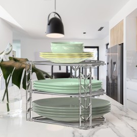 SimpleHouseware 3-Tier Counter Corner Shelf Organizer, Silver