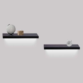 18.11 Floating Wood Shelves Wall Mounted Hanging Shelves for Bathroom Bedroom Living Room Kitchen-for Book StorageMain Material: MDF, Main Color: Black