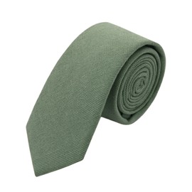 Generic Ties for Men, Cotton Skinny Tie Solid Color Mens Ties 2.56'' Necktie for Wedding Groomsmen Business Daily Dress, Sage Green