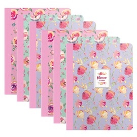 Pukka Pad 6-Pack Composition Notebook 70 Premium 80 GSM Ruled Sheets Blossom: Pink Green Purple