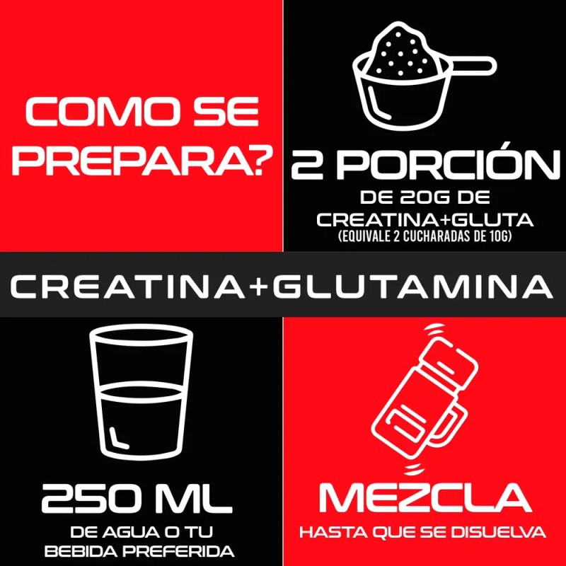 Suplemento Creatina + Glutamina Maximo 1kg 50servicios