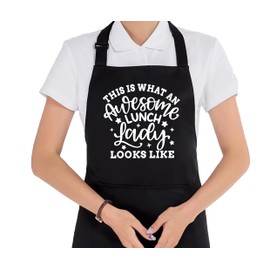 uinwk Lunch Lady Aprons for Women with 2 Pockets - Lunch Lady Gifts, Lunch Lady Appreciation Gifts, Cafeteria Worker Gifts, Gifts for Lunch Ladies Waterproof Adjustable Bib Apron