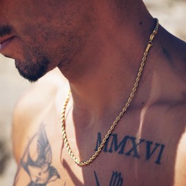 DVRK® Men's Gold Chain 18 K with Base Made of 316L Stainless Steel – Men's Chain Gold Water and Sweat Resistant – Men's Gold Chain – Gold Chains Men's 55 cm – Cord – Cuban, Gold-plated stainless