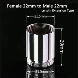 Brass Faucet Adapter, 2pcs Length Extension Tap Aerator Connector, 22mm Female to 22mm Male Thread Sink Faucet Water Purifier Aerator Adapter