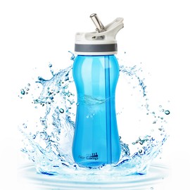 AceCamp 21oz Water Bottle with Straw Curved-Bottle Design Easy To Grip BPA Free Tritan Sports Fitness Bottle Leak-Proof Durable Blue