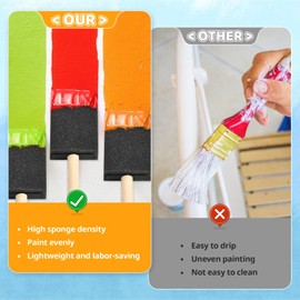 Foam Paint Brushes, 1.6 Inch, 8 Count, Sponge Paint Brush, Foam Brushes for Painting & Staining, Craft & Art Paint Sponges