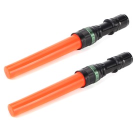 UltraFire 2pc 11-Inch Signal Traffic Wand Safty LED Flashlight 250 Lumen, Red Flashing Mode, Wrist Strap Lanyard, Side Clip, Orange Finish for Kids Outdoor Camping