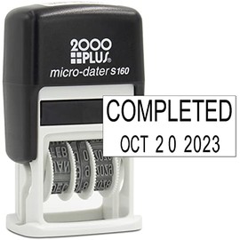 Cosco 2000 Plus Self-Inking Rubber Date Office Stamp with Completed Phrase & Date - Black Ink (Micro-Dater 160), 12-Year Band