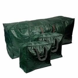 SUL Christmas tree storage bag 3pc Xmas Storage Bags Heavy Duty Tearproof Bags with Zip Carry Handles Waterproof Christmas Storage Decorations Bag Tree Christmas Accessories (Green)