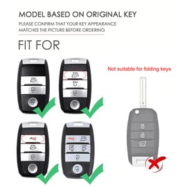 ontto Metal Leather Car Key Fob Cover fit for Kia Sportage Rio Niro Sorento Forte Ceed Picanto GT Line X-line Soul K3 Key Holder case keyring Shell bag keychain accessories 3/4 buttons Black 2