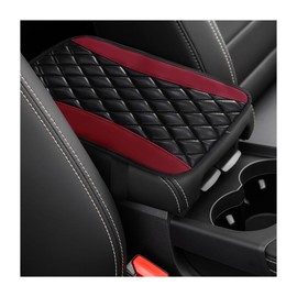 Dickno Car Center Console Cushion Pad, Universal Leather Waterproof Armrest Seat Box Cover, Comfortable Auto Armrest Cover Protector, Car Interior Decor Accessories for Most Vehicles (Wine Red)
