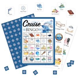 valucise Cruise Bingo Game Cards, Cruise Ship Bingo Games for Adults, Cruise Vacation Bingo Cards Supplies, Birthday Party Decor Favors, Card Gifts for Friends Family Holiday, (Cruise)