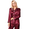 SWOMOG Satin Women's Pyjamas with Button Placket Long Sleeve Sleepwear