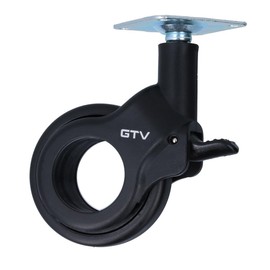 MS Beschläge Designer Swivel Castor, Furniture Castor, Diameter 60 mm, Furniture Transport Castor, Black Ball Bearing, Cabinet Castor, Plate Mounting, Fixed Castor, 30 kg Load Capacity (with Brake, 1)
