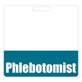 Phlebotomist Badge Buddy (Teal) - Horizontal Heavy Duty Badge Tags for Phlebotomy Technician - Double Sided Badge Identification Card