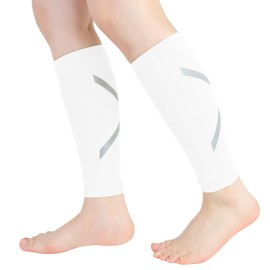 Novetec Calf Compression Sleeve for Men & Women, Reflective Footless Socks for Shin Splint Relief & Night Running, Cycling