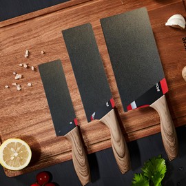 3 - Piece Universal Knife Edge Guards & Protector Sleeves - 8 Inch 7inch 4inch，Kitchen Knifes Holster Or Sheath For Chef Knife Covers,Wide Cleaver,Fruit Pairing Knife Storage - Plastic & Felt