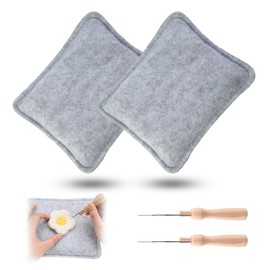 Kozdtiz Mat for Felting Dry Felting, 2 Pieces Underlay Needle Felting Tool Set with Felting Needle Holder and Felting Needles for Starter Wool Felt Tool Set 20.5 x 25 cm Grey