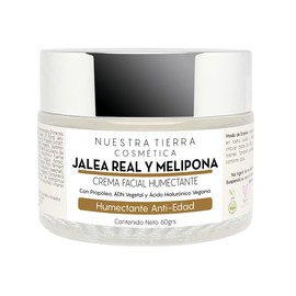 Crema Humectante, Cicatrizante y Anti-edad con Jalea Real, Miel Melipona y Ac. Hialurónico Vegano