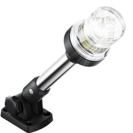 AMBIPASION 9 Inches Anchor Light Stern Light, Waterproof IP67 White Fold Down Back Navigation Lights for Boats LED for Marine Pontoon, Jon Boat, Bass Boat (12-24V)