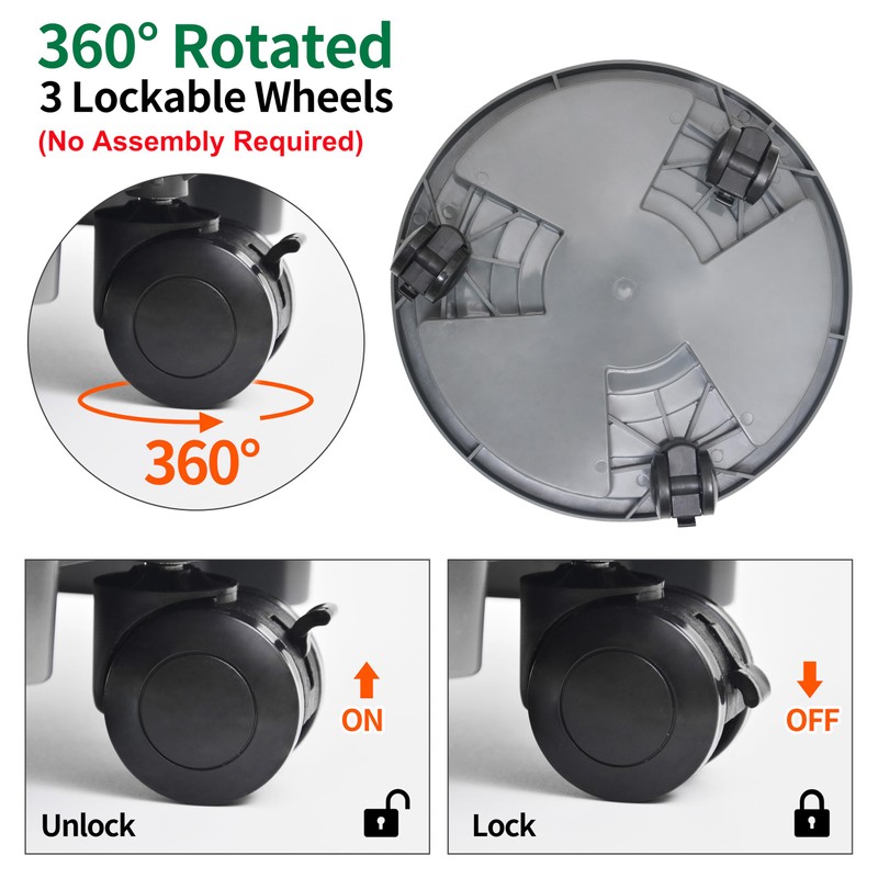 3 Pack 13 inch Plant Caddy with Lockable Wheels, Drainage