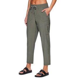 Avalanche Women's Ripstop Pant with UPF 50 Protection Everyday Hiking Ankle Pant with Pockets Quick Drying Pant for Hiking, Golf, Travel Agave Green L