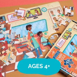 Upbounders- A Day at The Barbershop 48 Piece Floor Puzzle, Beginner Puzzle for Toddlers Kids - African American Boy - Ages 4-8 (Multicultural)