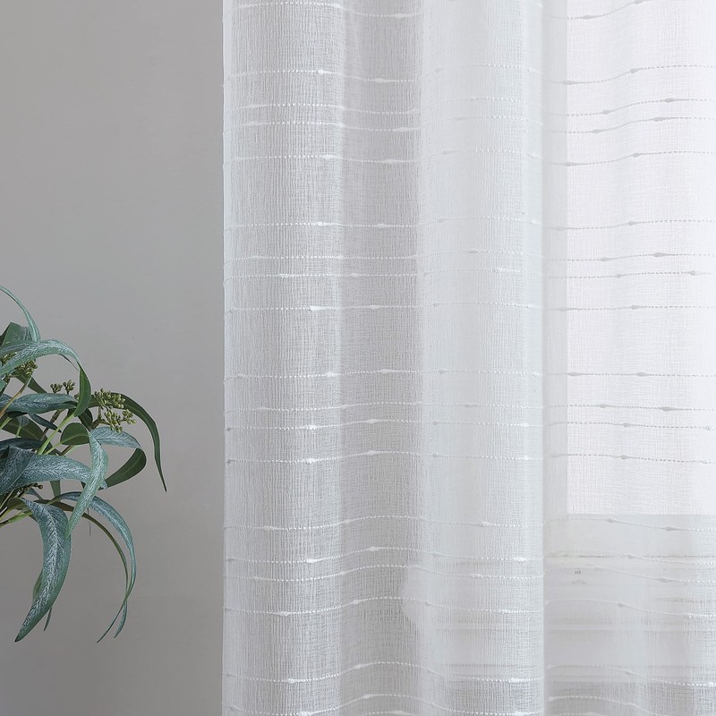 Laura Ashley Lehman 4 Panel Sheer Curtains with Rod Pocket,